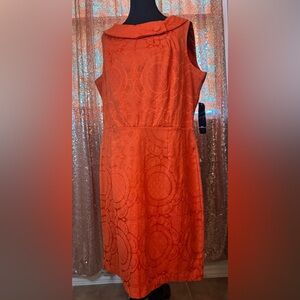 R&K Orange Sheath Midi Dress for Cocktail Events